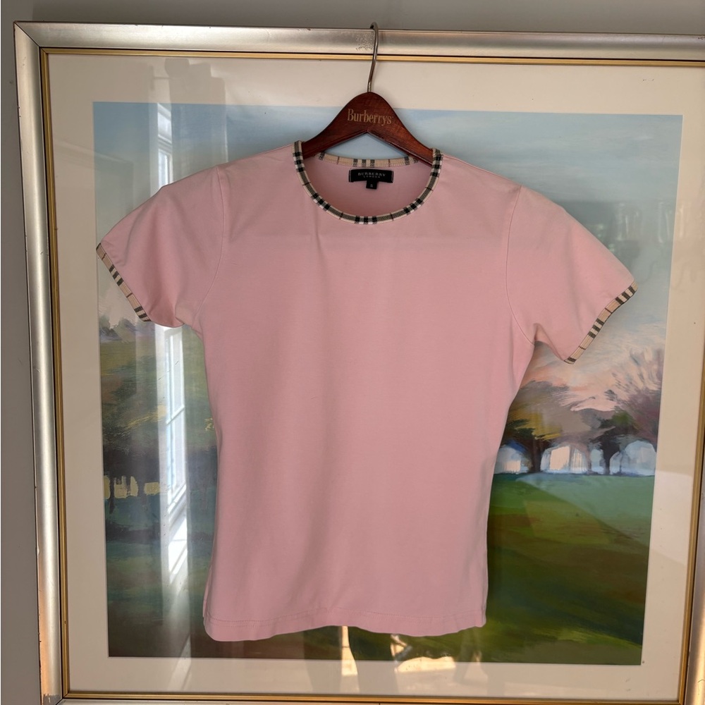 Burberry Pink Fitted Short Sleeve Tee